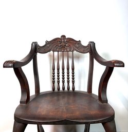Michigan Chair Co. Carved Oak Northwind Arm Chair, Early 20th Century