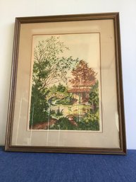 Early Paris Etching Society- Le Senteur Signed Landscape Framed Art