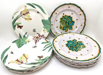 4 Vintage Spode Floral Haven Diner Plates & 5 Vintage Hand Painted Ceramic Plates From Italy