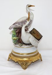 Italian Capodimonte Style Porcelain Heron Figurines