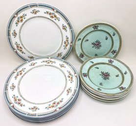 7 Wedgwood Bone China Hampshire Pattern Dinner Plates & 7 Vintage Calyx Ware Dessert Plates