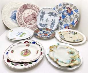 14 Assorted China Plates, Vintage & Modern By Meissen, Wedgwood, Copeland, Hutschenreuther Selb & More