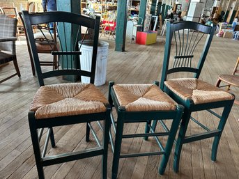 Set Of Three Green/ Teal Stools