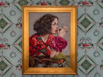 Ivan Vanilon 'Girl With Flower' Signed Original Oil Painting