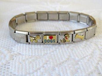 I Love Dogs Stretch Metal Bracelet