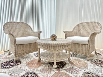 Fantastic Vintage Braided Wicker Three Piece Set