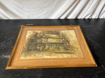 Framed Artwork Depicting 'The Old Curiosity Shop' Charles Dickens