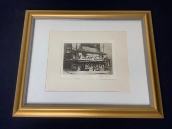 Framed Art Drawing 'the Curiosity Shop' Signed