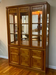 Mid-Century Modern Style 2-Piece Lighted China Cabinet / Buffet