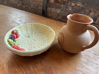 Durea Bond By Carlisware Basket Weave Bowl And 8' Terra Cotta Pitcher