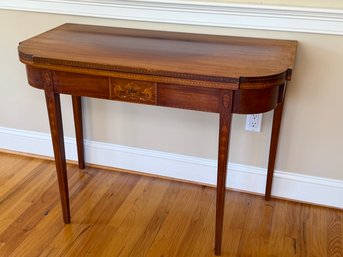 Antique American Federal Inlaid Mahogany Flip-Over Top Gate Leg Card Table