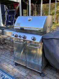 Fantastic WEBER GENESIS Stainless Steel Finish Gas Grill - Used This Season - Very Nice Grill With Cover