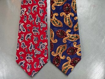 Two Liberty Of London Men's Silk Neckties In Bright Paisley Prints