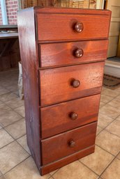 Narrow Wooden Farmhouse Style Chest Of Drawers