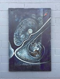 Large (4 X 5.5 Feet) Nancy Reinker Abstract Acrylic On Canvas Titled Intersected Energy