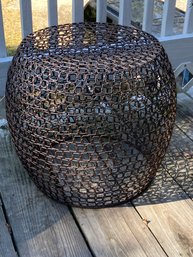 (1 Of 2) Modern Style Mesh Wire Side End Table / Accent Stool - Nice Rust Patina - We Have Two Of These