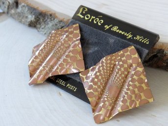 Unique Two Tone Geometric Design Metal Pierced Earrings - Loree Of Beverly Hills