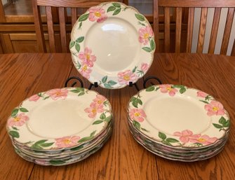 Set Of 11 FRANCISCAN Desert Rose Pattern Dinner Plates