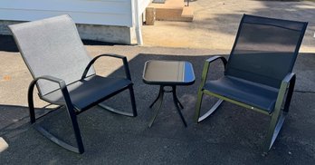 Three-piece Metal Patio Rocker Bistro Set