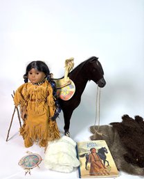2002 American Girl Doll Kaya With Apaloosa Mare, Saddle And Accessories