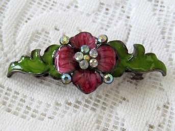 Elegant Flower Design Enamel Hair Barrette