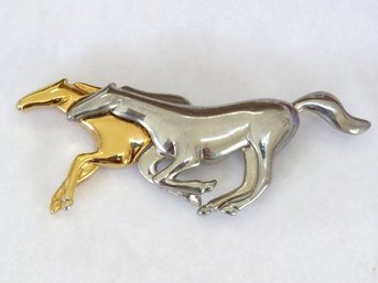 Liz Claiborne Two Tone Running Horses Pin