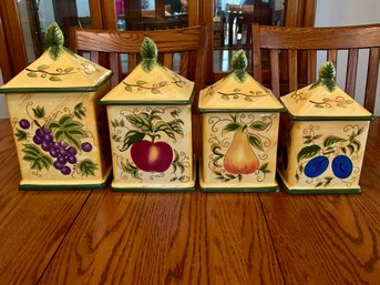 Certified International 4pc Fruit Harvest Ceramic Canister Set
