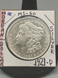 1921-D Silver Morgan Dollar.(6)