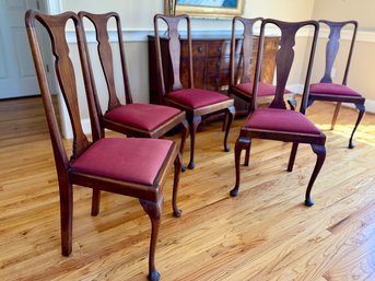 Six Beautiful Antique Chippendale Style Chairs With Primitive Wooden Frames