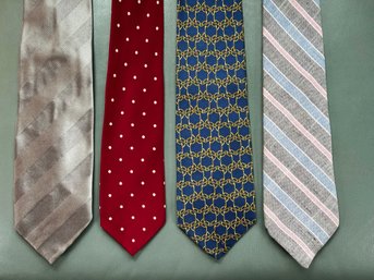 Four Designer Silk Neckties For Everyday Office Or Special Occasions