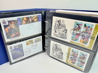 Blue Binder Filled With First Day Cover's & Stamps