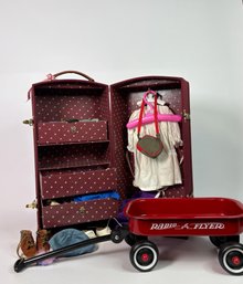 American Girl Doll Clothes Closet And Wagon Accessories Group