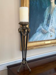 Beautiful Neoclassical Style Bronze Rams Head Design Candle Stand