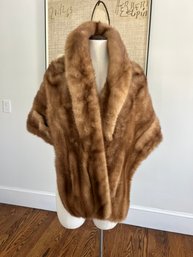 Vintage Early 1950s Mink Fur Stole / Capelet  Brown Autumn Haze