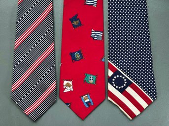 Tommy Hilfiger, Smithsonian, Fabrizio Designer Patriotic Print Silk Ties