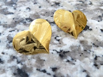 Heart Shaped Gold Tone Pierced Stud Earrings