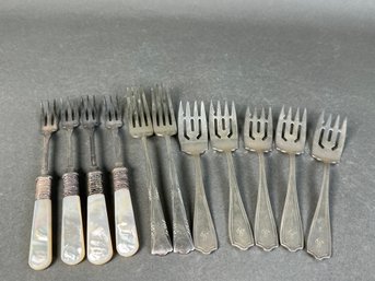 Vintage Mother Of Pearl Sterling Silver Forks, Alvin & Gorham Sterling Silver Forks