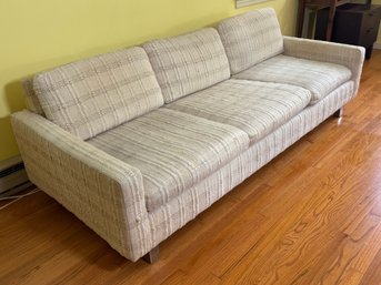 Three Cushion Mid-Century Low Back Sofa With Slipcover