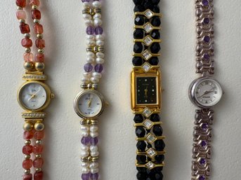 Colorful Beaded & Rhinestone Fashion Watches Including Sterling