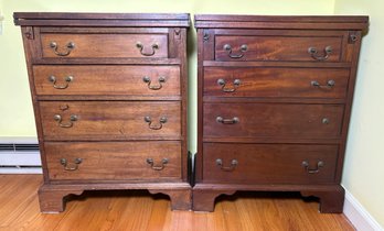 Pair Four Drawer Mahogany Desk With Flip Tops (2)