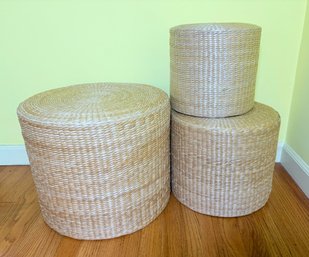 Nesting Raffia Cylinders/Nesting Tables (3)