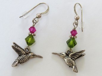 Nature Inspired Hummingbird Dangle Earrings With 925 Hooks