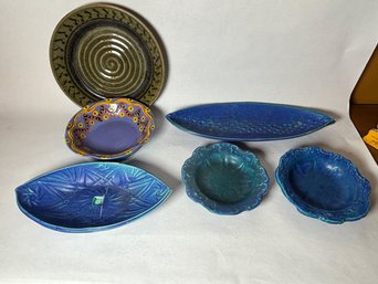 SEVEN PIECES MIDCENTURY MODERN ART POTTERY, SOME SIGNED