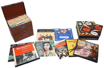 Assortment Of 45 RPM Vinyl Records With Carrying Case