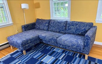 Marimekko Style Faded Blue Sectional Sofa
