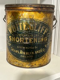 Large Antique White Cliff Shortening Tin