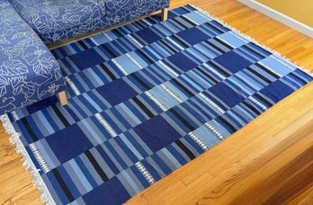 Blue IKEA Tranget Handmade Wool Rug