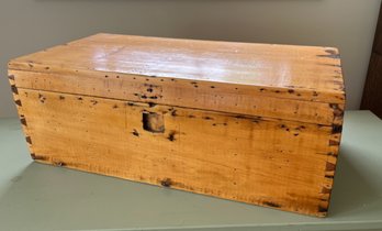 Antique Keepsake Box With Leather Hinges