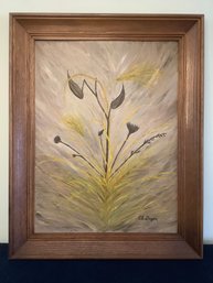 Oil Canvas Painting Of Plants Signed By 'ed Dwyer'
