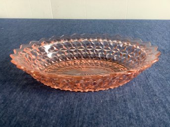 Pink Depression Glass Diamond Cut Bowl